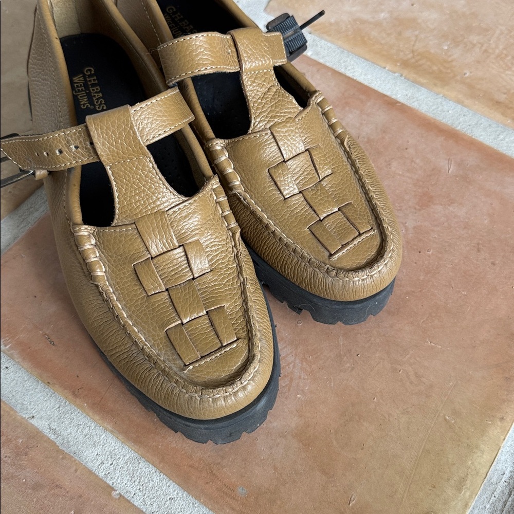 G.H. Bass & Co. Tan Leather Woven Strap Loafers - Picture 5 of 5